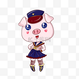 吉祥云海浪图片_2019猪年手绘创意卡通可爱猪形象