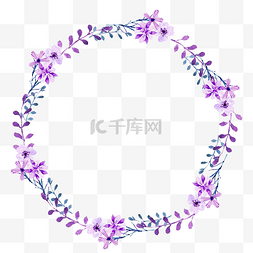 小紫色花瓣图片_小清新紫色绿叶花环