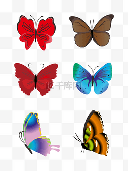 彩色蝴蝶漂浮设计元素