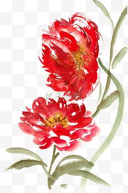 简约水彩图案图片_怒放的花朵水彩画PNG免抠素材