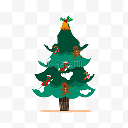 卡通圣诞树装饰图片_矢量手绘卡通圣诞树