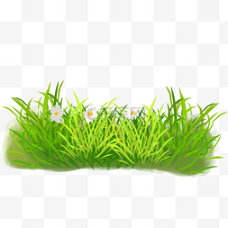 绿色配图图片_写实风春天绿色草丛野花免扣素材