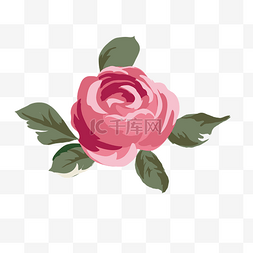 玫瑰花盛开图片_盛开的水墨红色玫瑰花免抠图