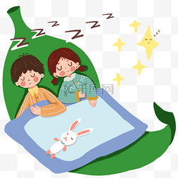 绿色毛毯图片_世界睡眠日系列二树叶上睡眠