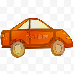 小汽车玩具图片_手绘橙色汽车插画