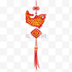 红色的锦鲤中国结插画