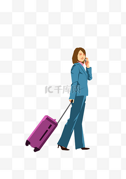提着包的女孩图片_春分提行李箱的女人免扣元素