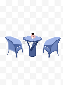 一套蓝色的桌椅可商用元素