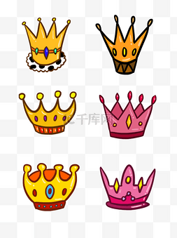 可爱手绘合集图片_6款卡通可爱手绘国王皇冠装饰图