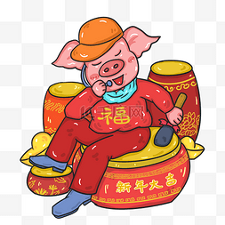红色打鼓素材图片_农历猪年小猪