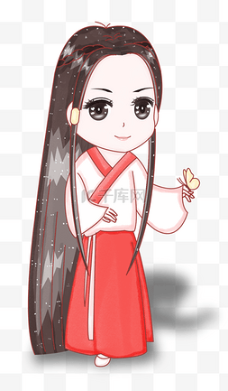 古风手绘女子图片_古风Q版美女人物插画免费下载