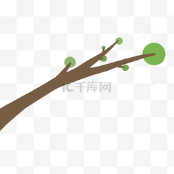 一支手绘的扁平化树枝
