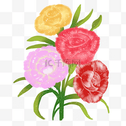 温馨鲜花图片_卡通手绘温馨母爱花朵之四朵异色