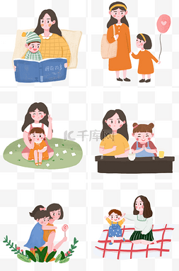 妈妈合集图片_母婴人物合集插画