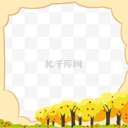 秋季树木边框图片_手绘秋季小树边框