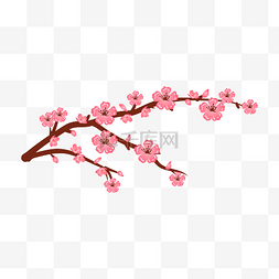 粉色花枝手绘图片_手绘绽放的桃花插画