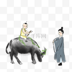 中国画牛图片_清明牧童指路节日元素