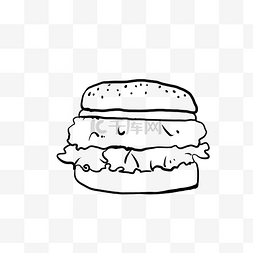 简易汉堡简笔画食物