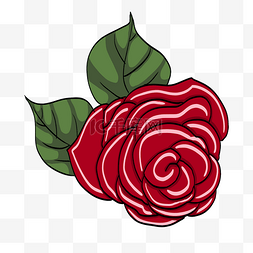 带刺树叶图片_红色玫瑰花花朵手绘