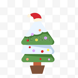 绿色带帽子的圣诞树