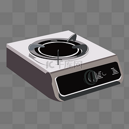 干净的厨房卡通图片_干净的厨具燃气炉插画