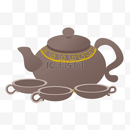 手绘茶杯卡通图片_手绘美丽中国风茶壶