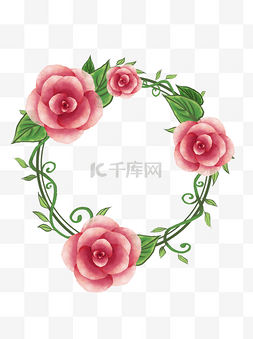 手绘风花卉边框粉红花设计元素