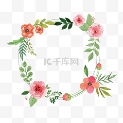 鲜花植物边框图片_清新花朵手绘边框花边装饰