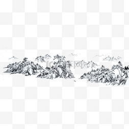 中国风水墨山水黑白图片_山水国画白描水墨东方PNG