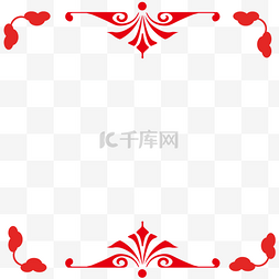 红色祥云边框图片_手绘中国风窗花边框剪纸风
