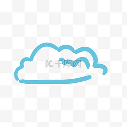 手绘线条云朵图片_线条蓝色简笔画云朵