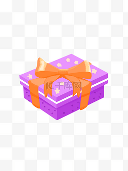 紫色手绘礼盒图片_手绘风微立体精致长方形礼品盒蝴