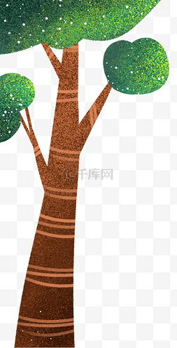 清新卡通森林图片_手绘卡通一棵树元素