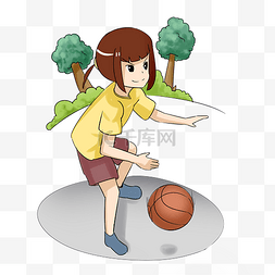 摄影打版图片_Q版打篮球户外运动手绘