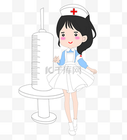 护士帽护士帽图片_医疗可爱打针护士手绘矢量图