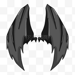 恶魔翅膀手绘图片_黑色的恶魔之翼插画