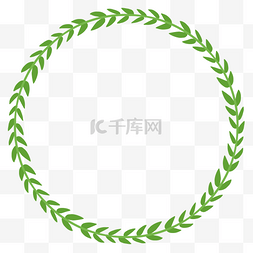 手绘绿色叶子圆环