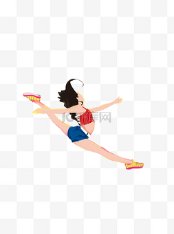 运动的女子图片_练体操的女子卡通元素