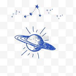宇宙行星卡通图片_蓝色土星卡通元素
