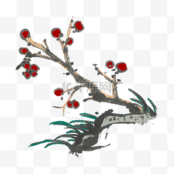 简约手绘中国风水墨图片_水墨插画中国风花草