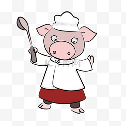 厨师小猪图片_猪年手绘猪厨师png下载