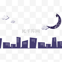 月亮城市图片_城市的夜晚主题手绘边框