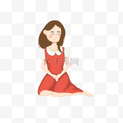 穿小衣服图片_简约穿红色衣服的女孩插画海报网