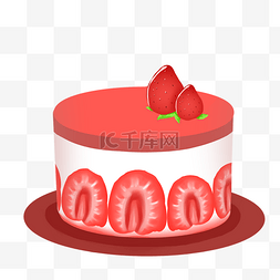 草莓生日蛋糕插画