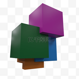 正方形立体方块图片_矢量手绘立体方块