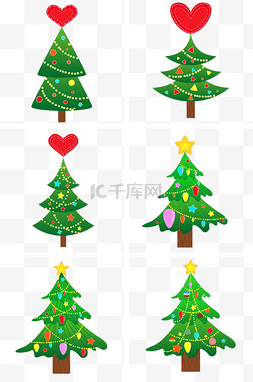 ppt模组图片_圣诞节圣诞树圣诞元素插画组PNG