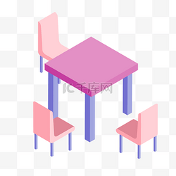 2.5D扁平化桌子椅子