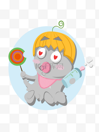 手绘几何可爱幽灵宝宝可商用元素