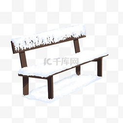 小雪棕色长椅