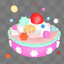 蛋糕守护图片_C4D彩色糖果樱桃小蛋糕
